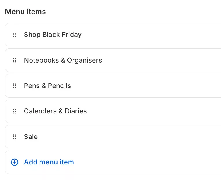 Shopify Black Friday Menu